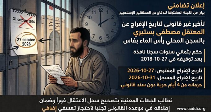 4 أيام إضافية تسرق من حريته!.. خطأ في سجل معتقل بفاس يهدد بتمديد عقوبته تعسفيا